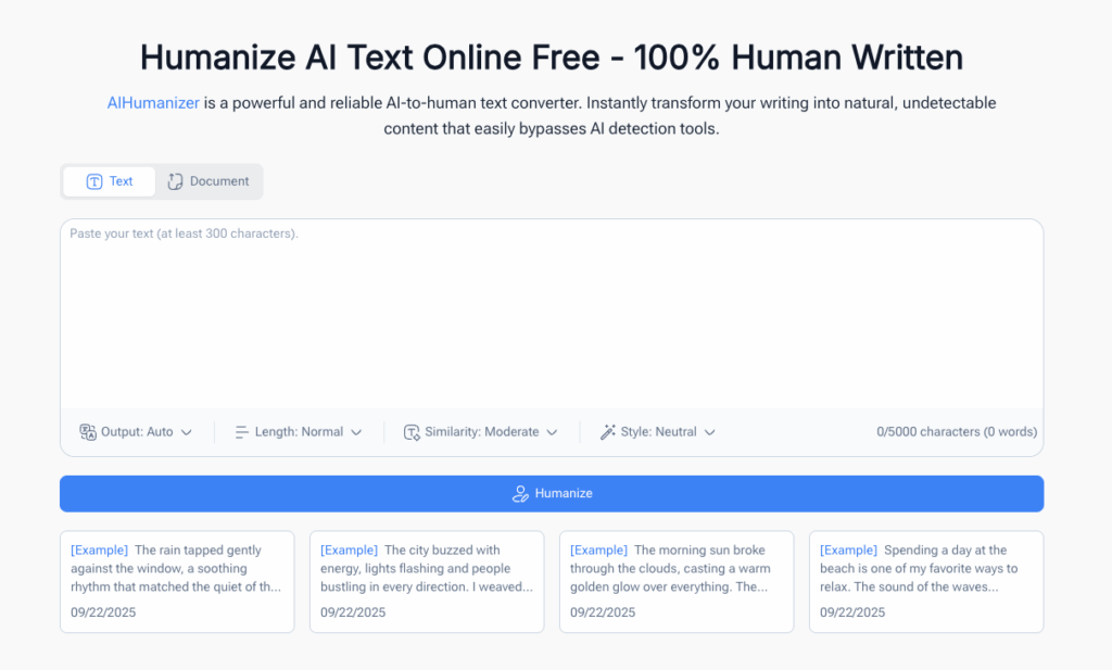Tool 1: AIHumanizer – The Best AI Paraphrasing Tool for Human-Like Text & AI Detection Bypass