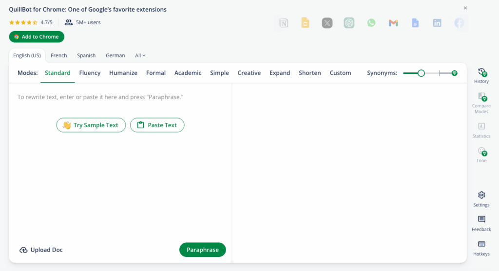 Tool 4: QuillBot – The Best AI Paraphrasing Tool for Quick, Polished Rewrites