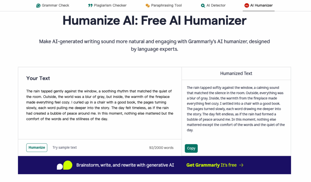 Tool 3: Grammarly: Polish Tone & Clarity to Better Humanize AI Content