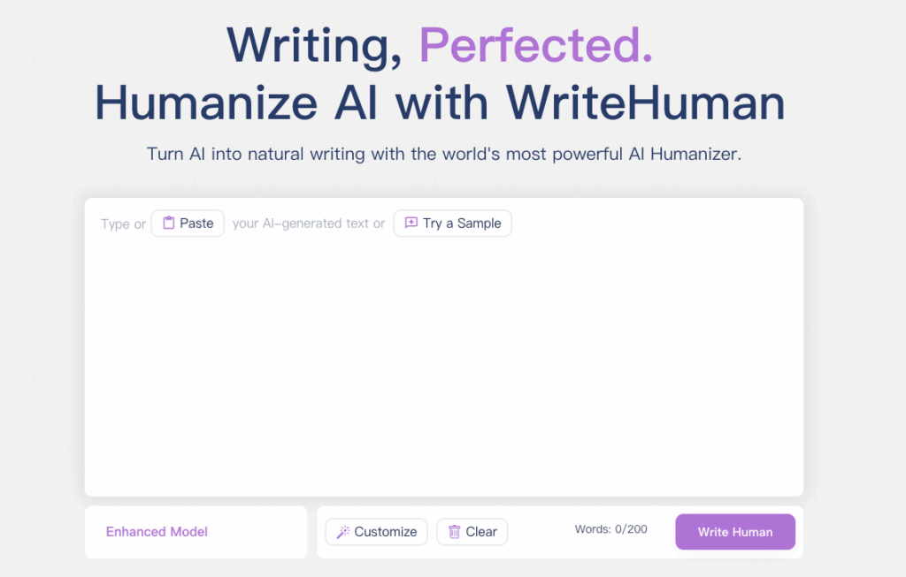 Tool 5: WriteHuman – User-Friendly AI Text to Human Text Solution for Beginners & Pros