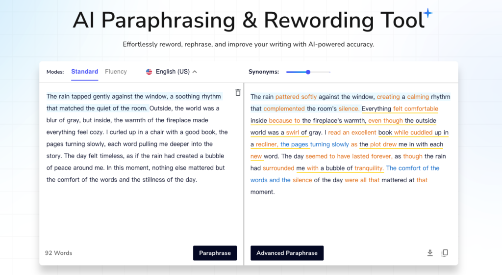 Tool 5: Paraphrasing Tool (Free Version) – User-Friendly Option to Humanize AI Text Free for Beginners