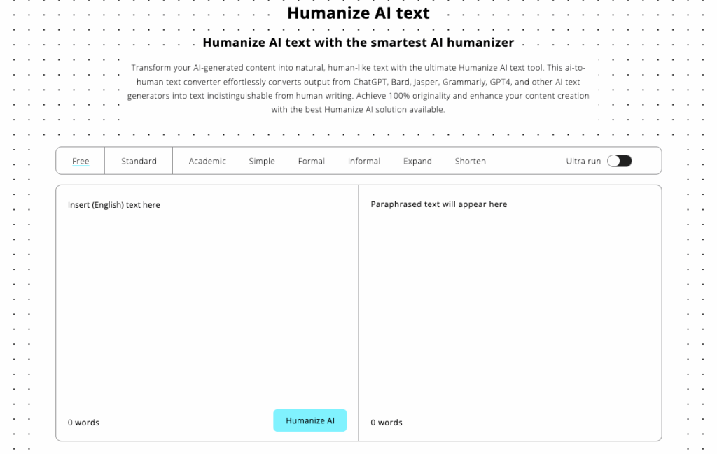Tool 4: Humanize AI – Advanced AI Text to Human Text with Detector-Bypassing Features