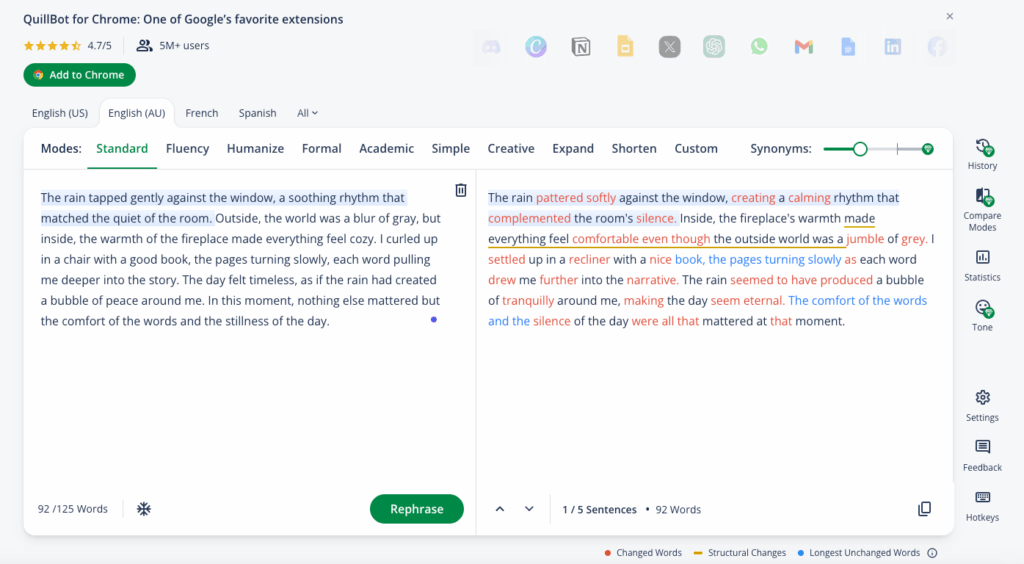 Tool 4: QuillBot – The Best AI Paraphrasing Tool for Quick, Polished Rewrites