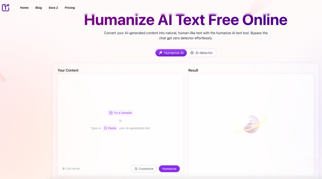 Tool 3: Humanize.im – Fast & Simple Free AI Text Humanizer for Blogs & Social Media