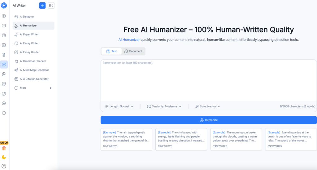 Tool 2: NoteGPT – AI-Powered Free Tool to Humanize AI Text & Retain Context