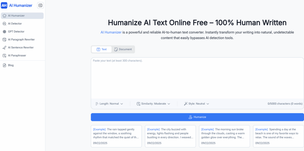 Tool 1: AI Humanizer: Free, Unlimited Edits to Humanize AI Content (No Sign-Up Needed)