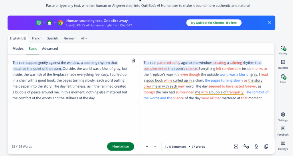 Tool 5: QuillBot: Refine Sentence Flow to Naturally Humanize AI Content