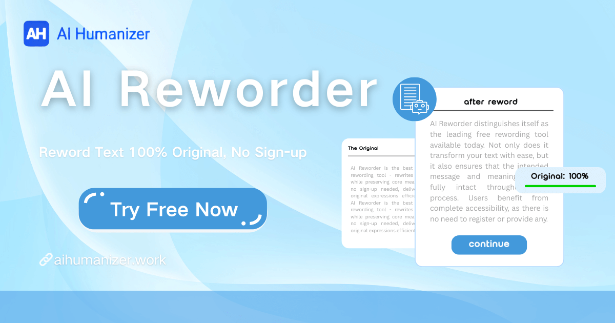 Free AI Reworder - Reword Text 100% Original, No Sign-up